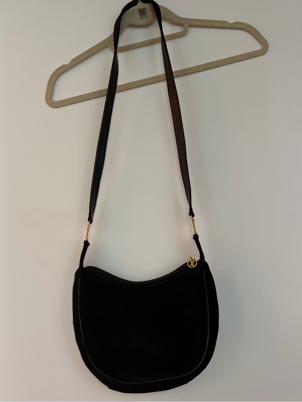 Paloma Picasso Black Crescent Shoulder Bag with Gold Accent